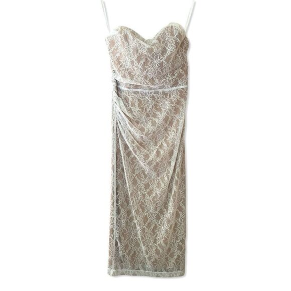 Michael Costello x Revolve Noa Midi Dress white lace stretch strapless $238 XXS - Picture 6 of 12